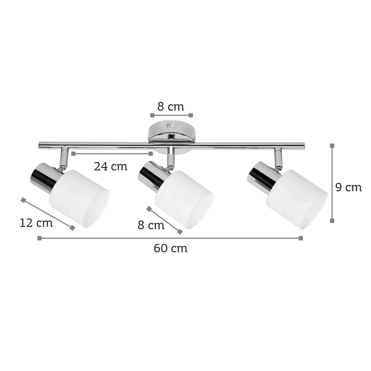 Inlight Trifoto Spot se Rag Metallo/Gyali Nikel Mat E14 60X9cm 9065-3